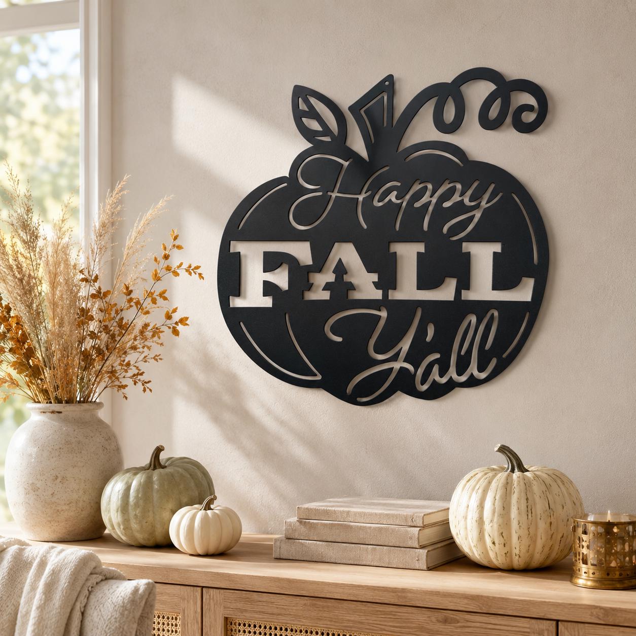 Happy Fall Y’all Pumpkin Metal Sign