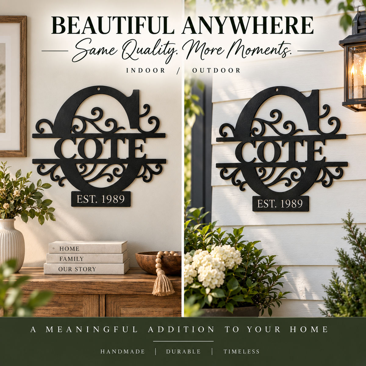 Personalized Family Name Monogram Metal Sign