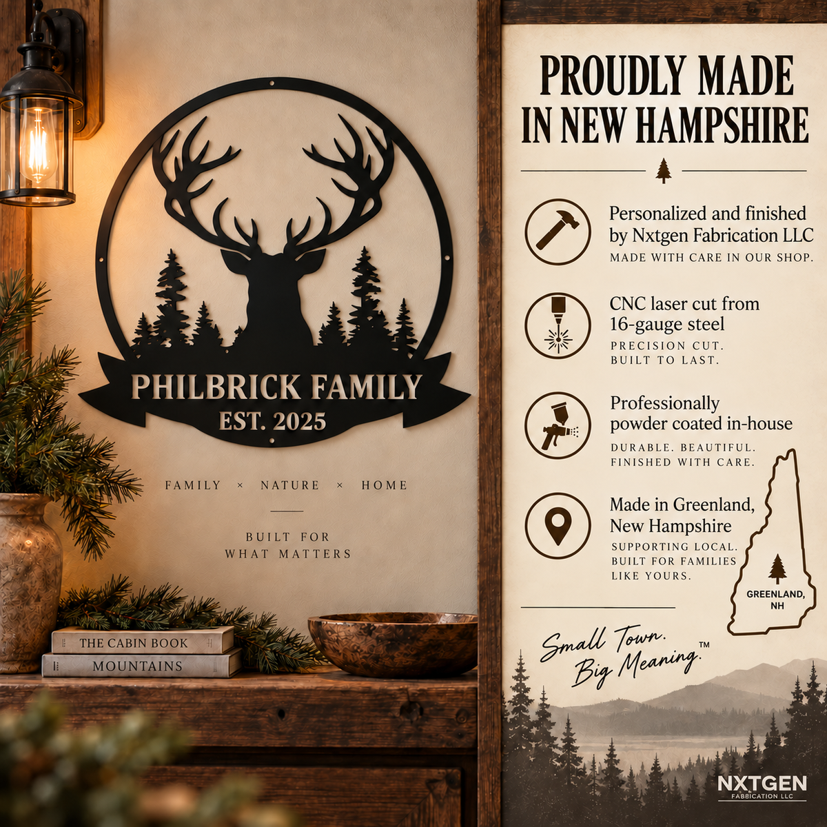 Personalized Deer Family Metal Sign