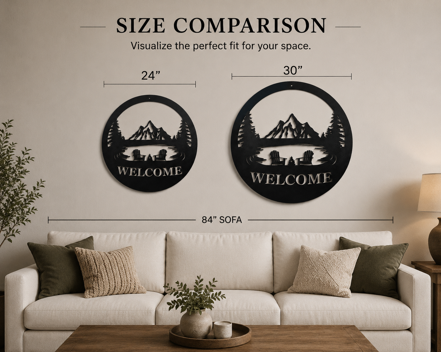 Welcome Mountain Lake Metal Sign | Rustic Cabin Wall Decor