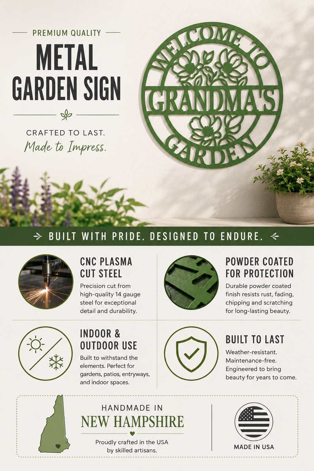 Personalized Garden Metal Sign | Custom Outdoor Steel Decor