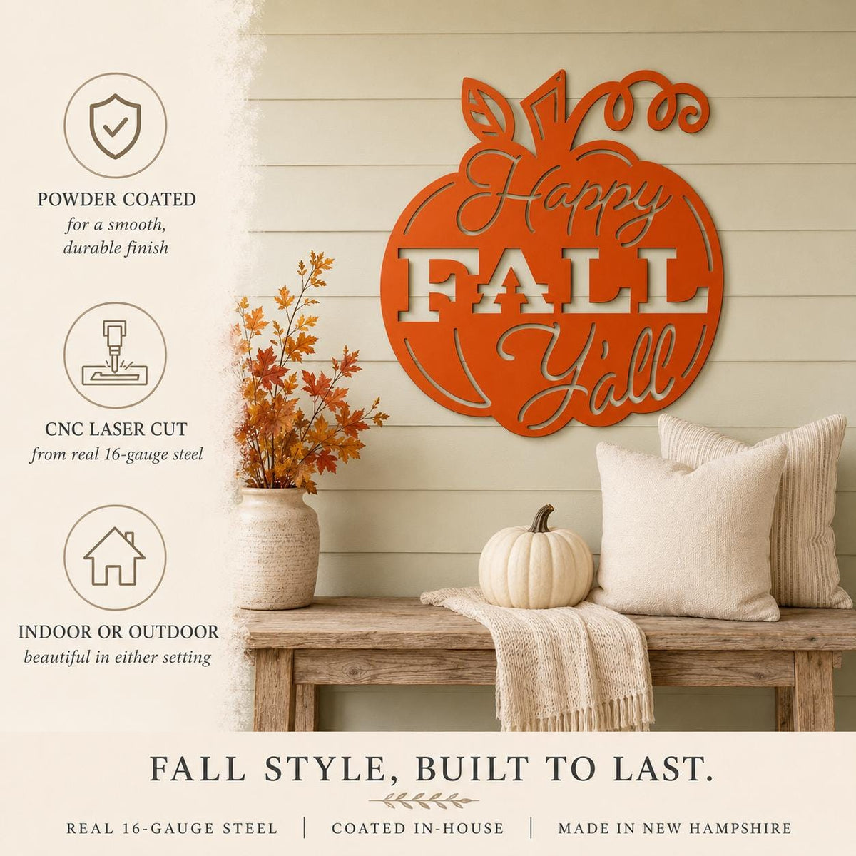 Happy Fall Y’all Pumpkin Metal Sign