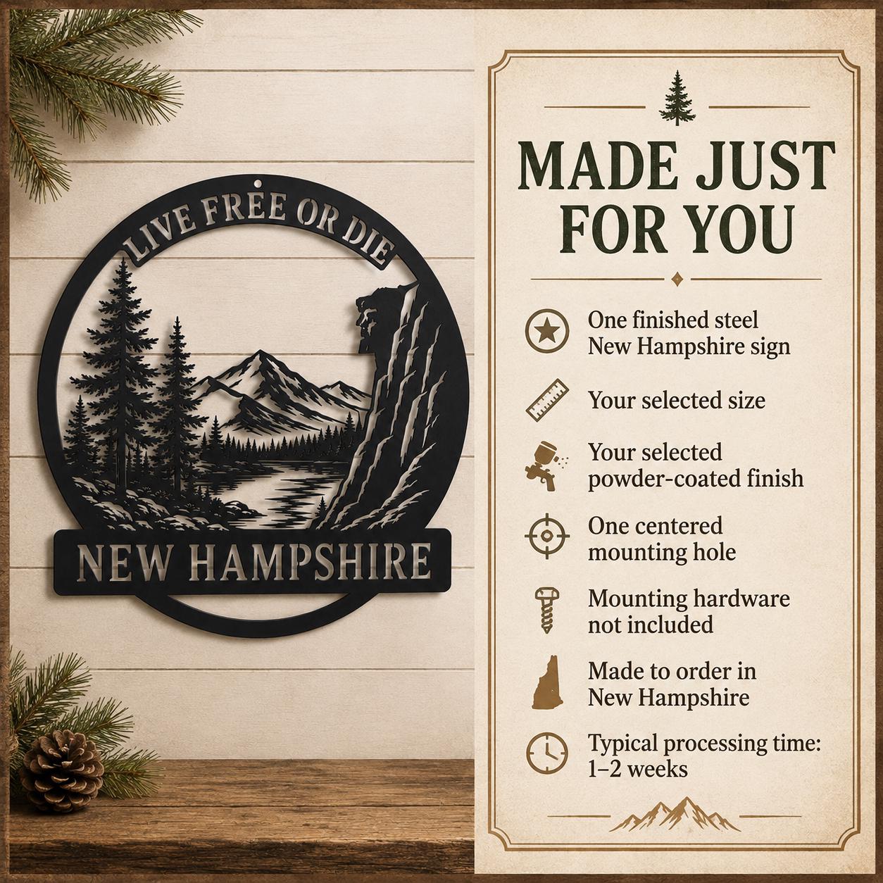 New Hampshire Live Free or Die Metal Sign