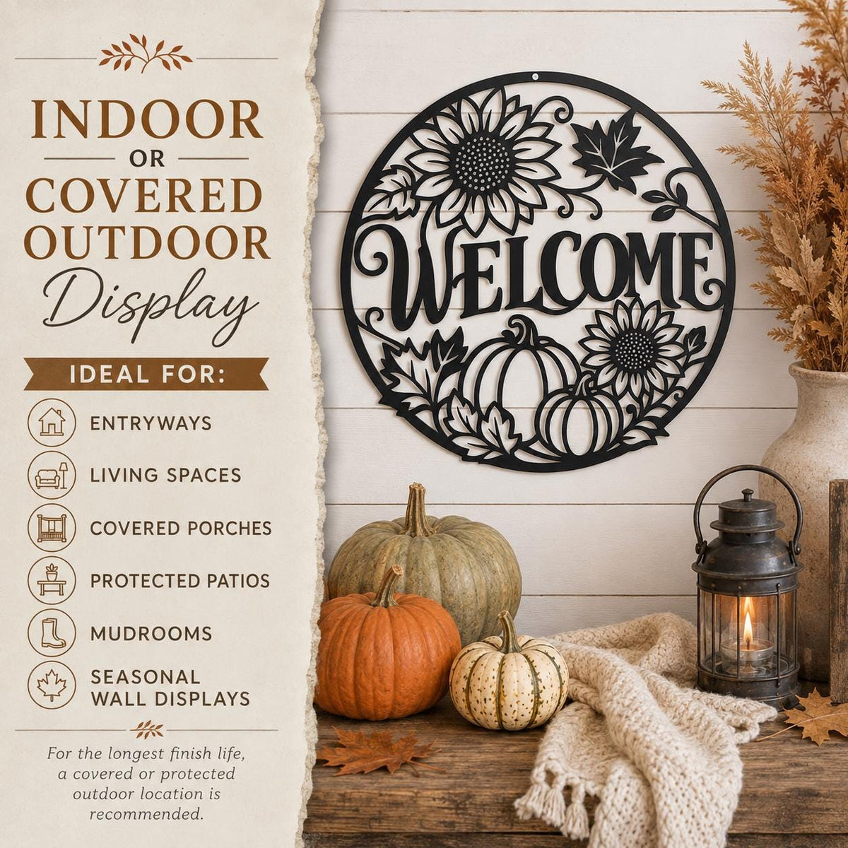 Welcome Sunflower Pumpkin Metal Sign