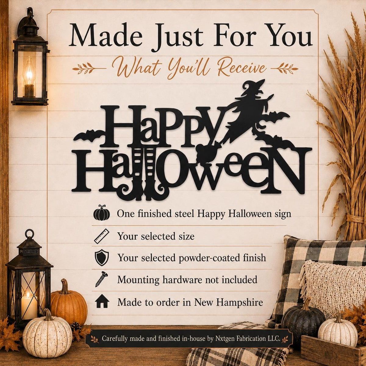 Happy Halloween Witch Metal Sign