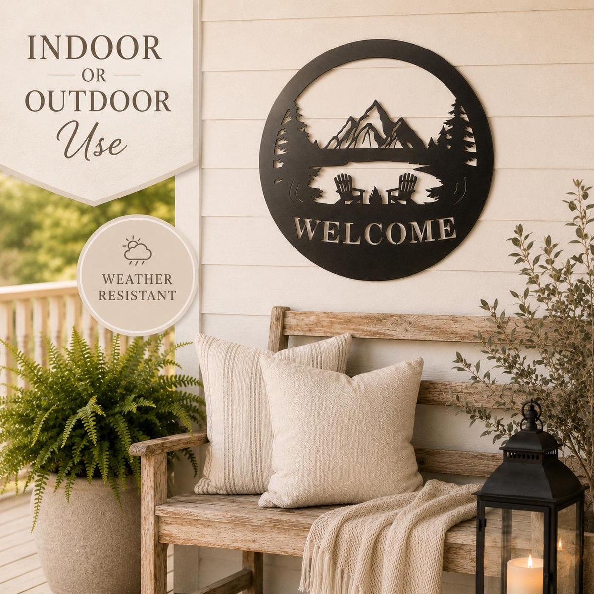 Mountain Lake Welcome Metal Sign