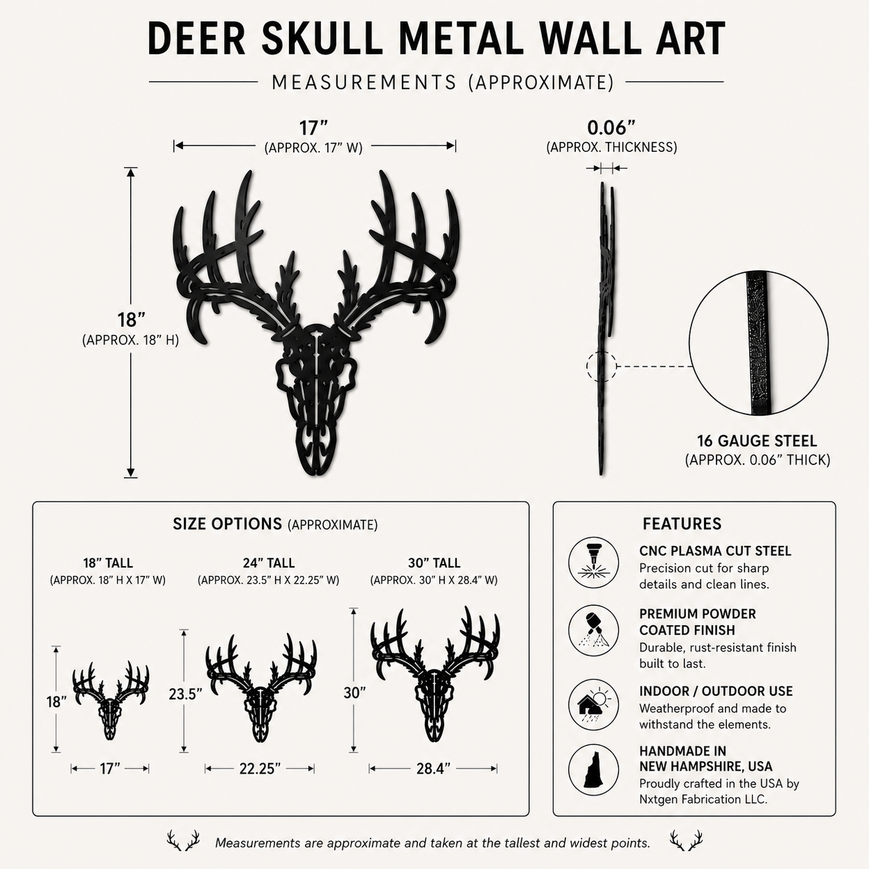 Deer Skull Metal Wall Art | Rustic Cabin Steel Decor