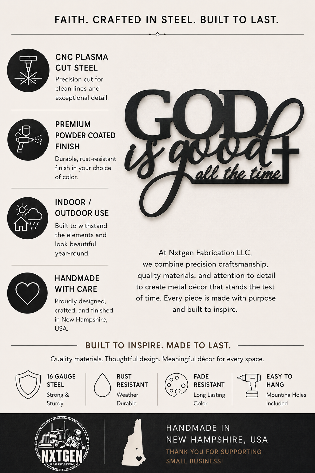God Is Good Metal Wall Decor | Christian Steel Sign