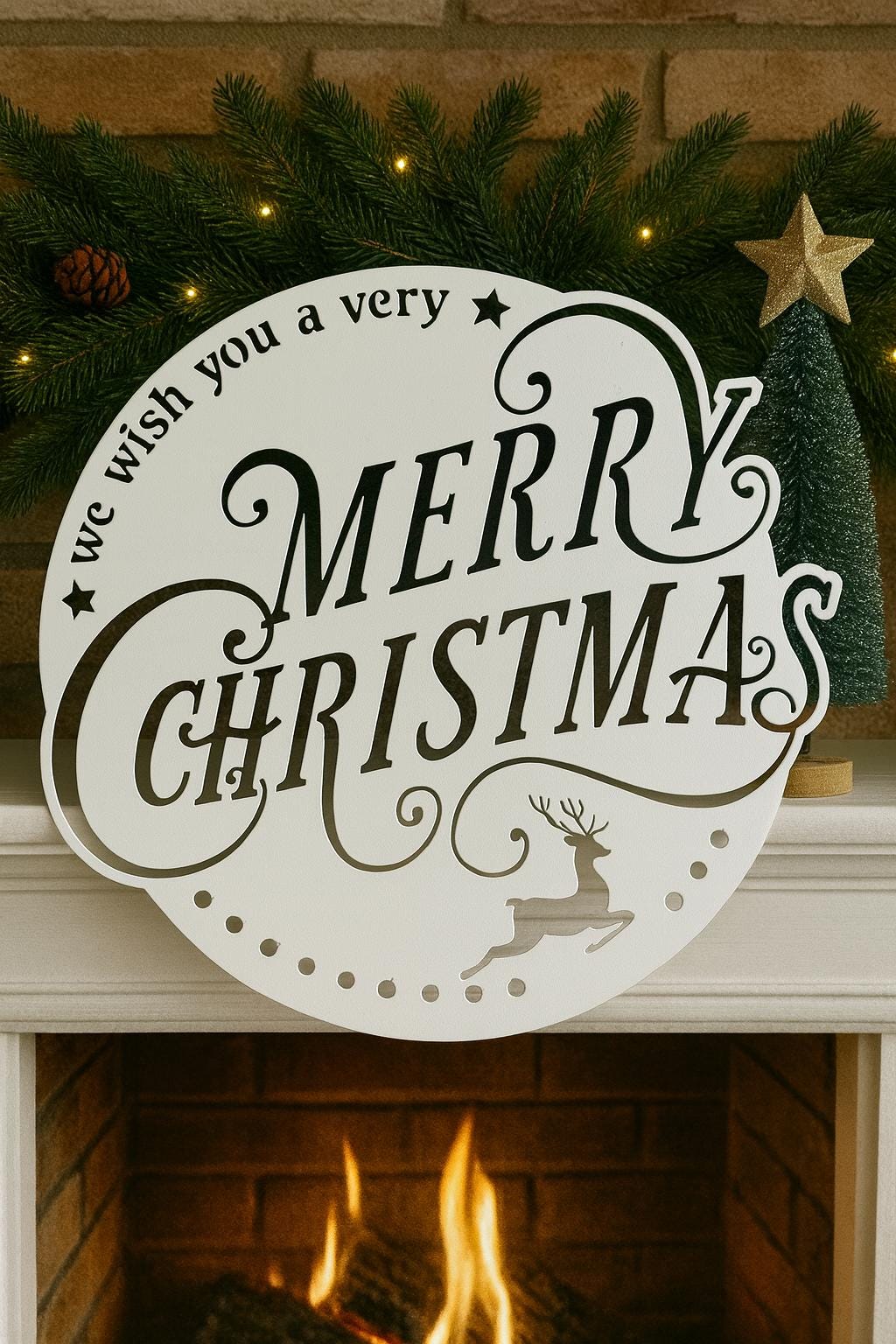 We Wish You a Very Merry Christmas Round Metal Sign