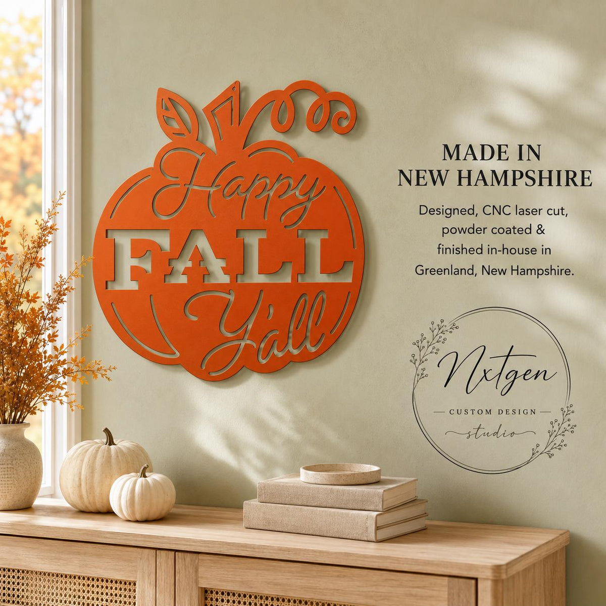 Happy Fall Y’all Pumpkin Metal Sign