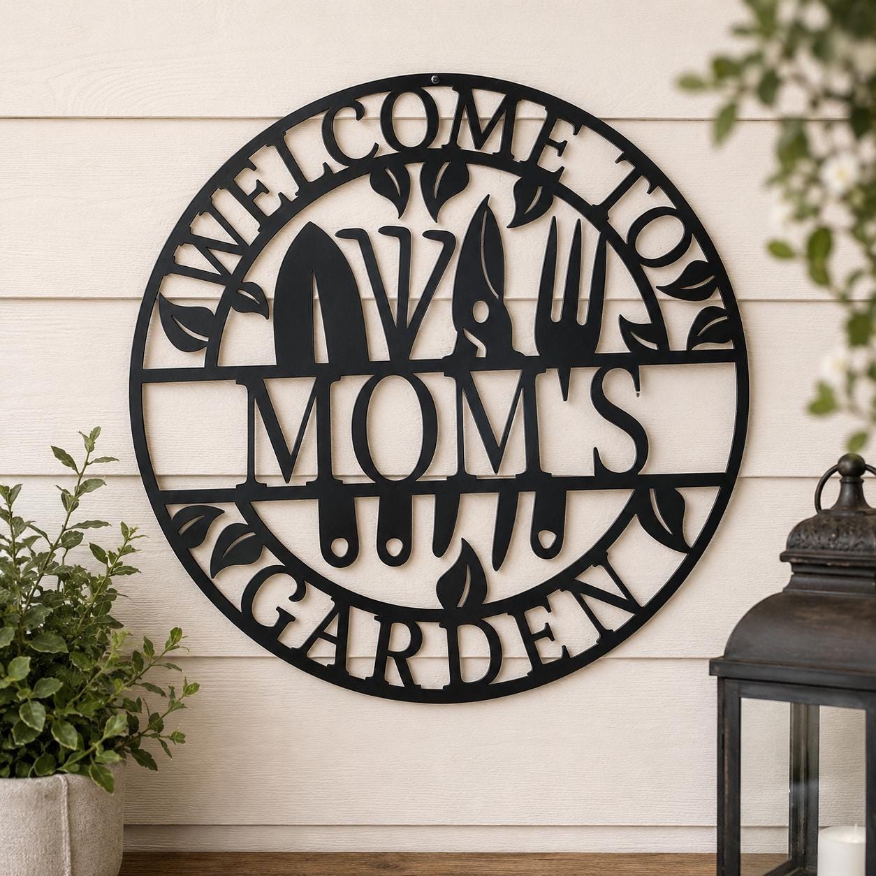 Personalized Metal Garden Sign with Tools