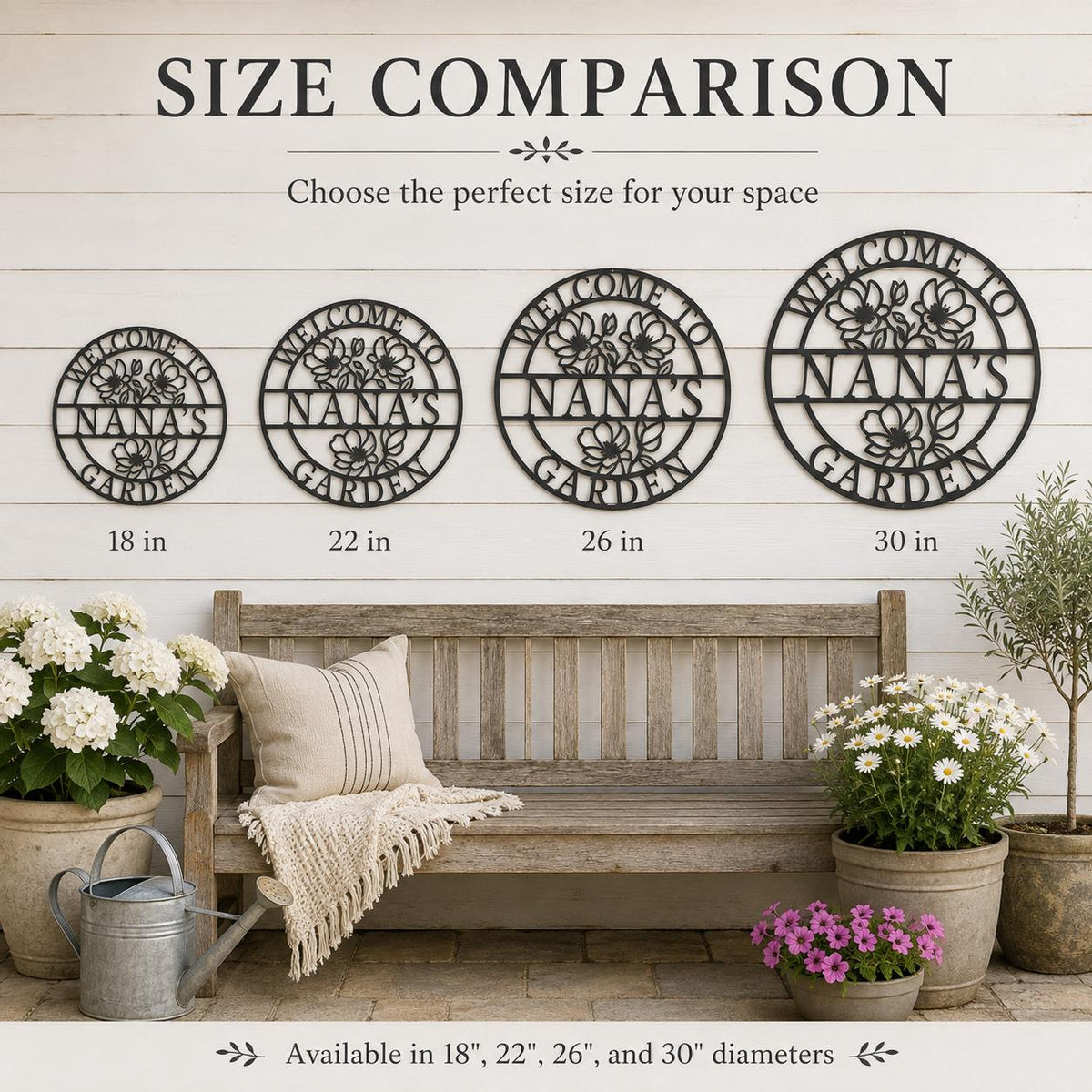 Personalized Floral Garden Metal Sign