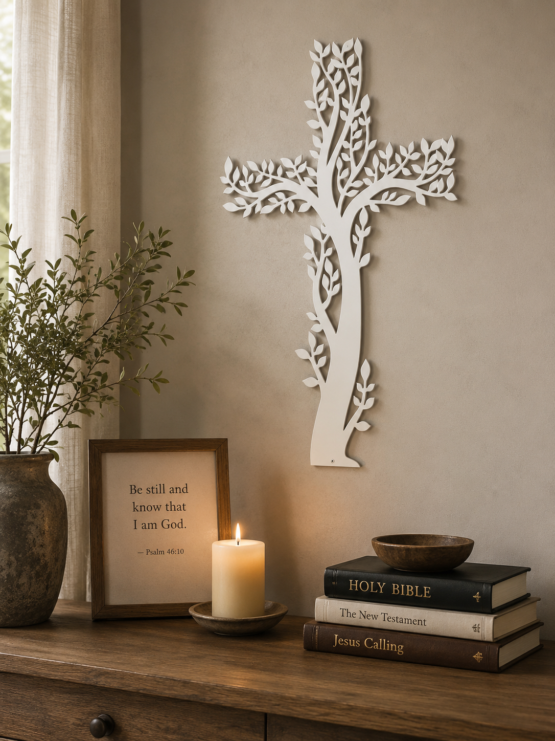 Tree of Life Cross Metal Wall Art | Christian Steel Decor
