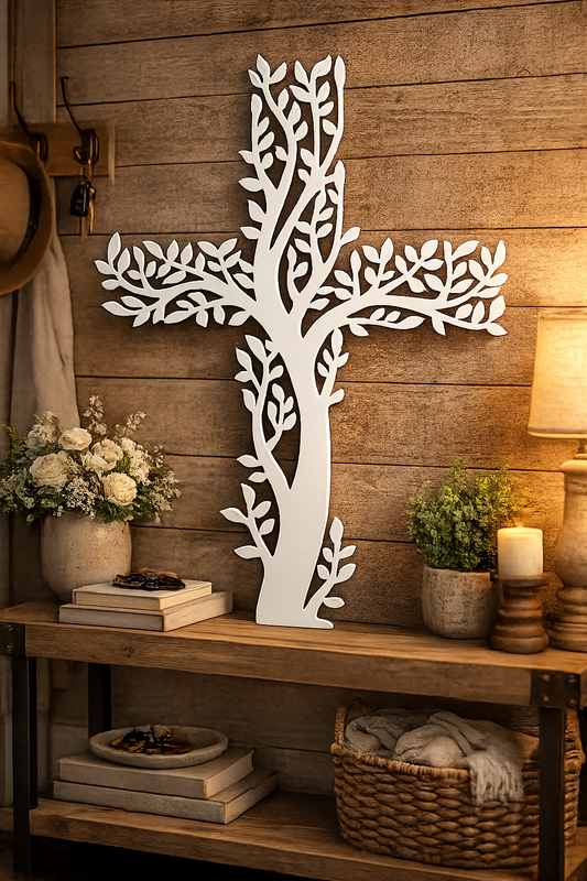 Tree of Life Cross Metal Wall Art | Christian Steel Decor