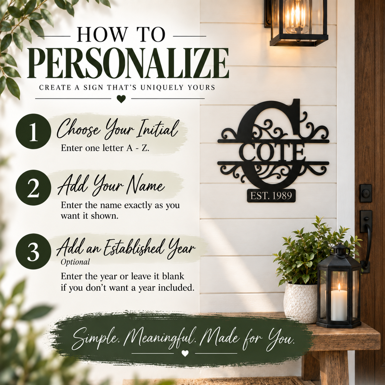 Personalized Family Name Monogram Metal Sign