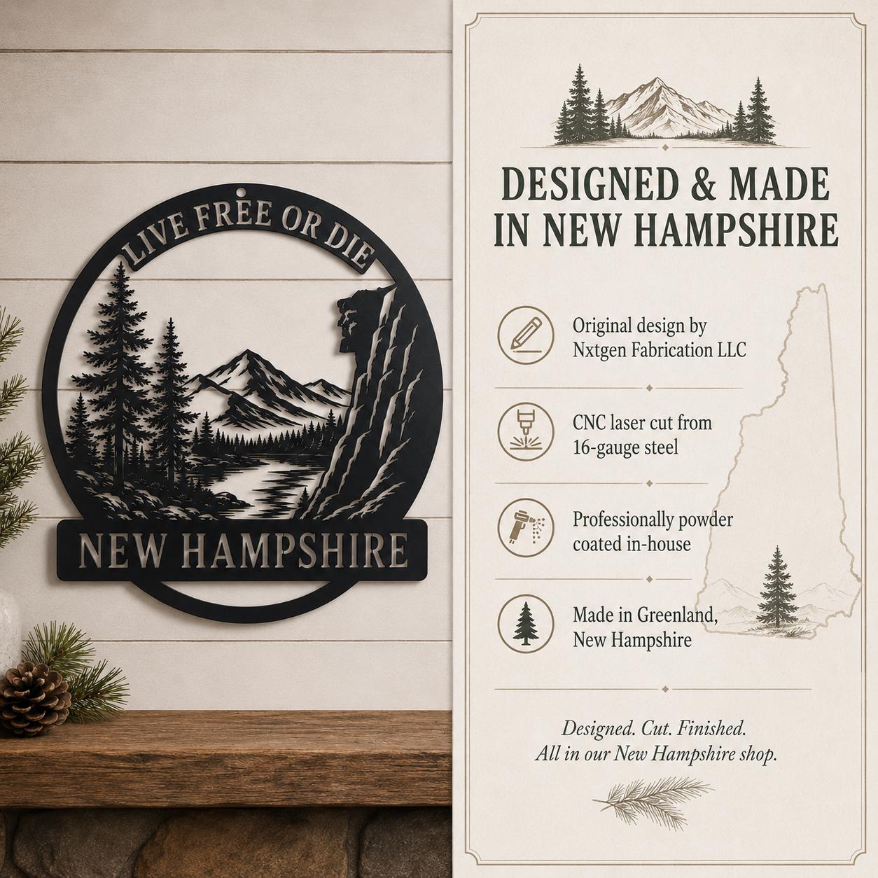 New Hampshire Live Free or Die Metal Sign