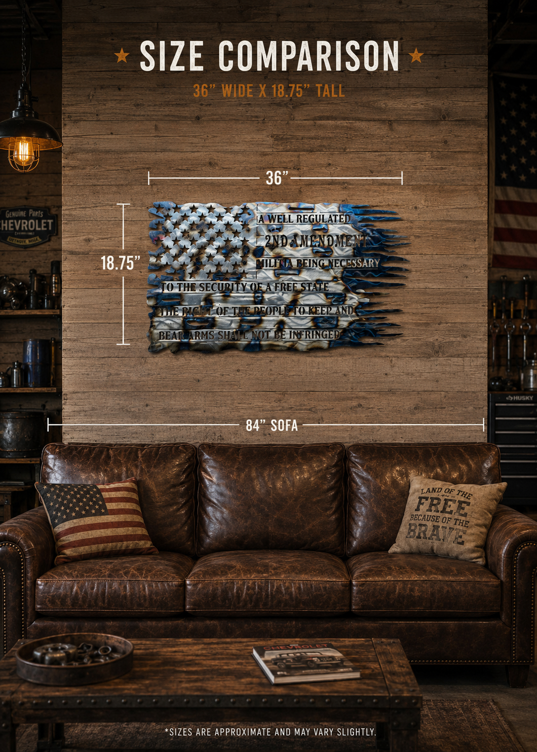Burnt Metal American Flag Wall Art | 2A Steel Flag
