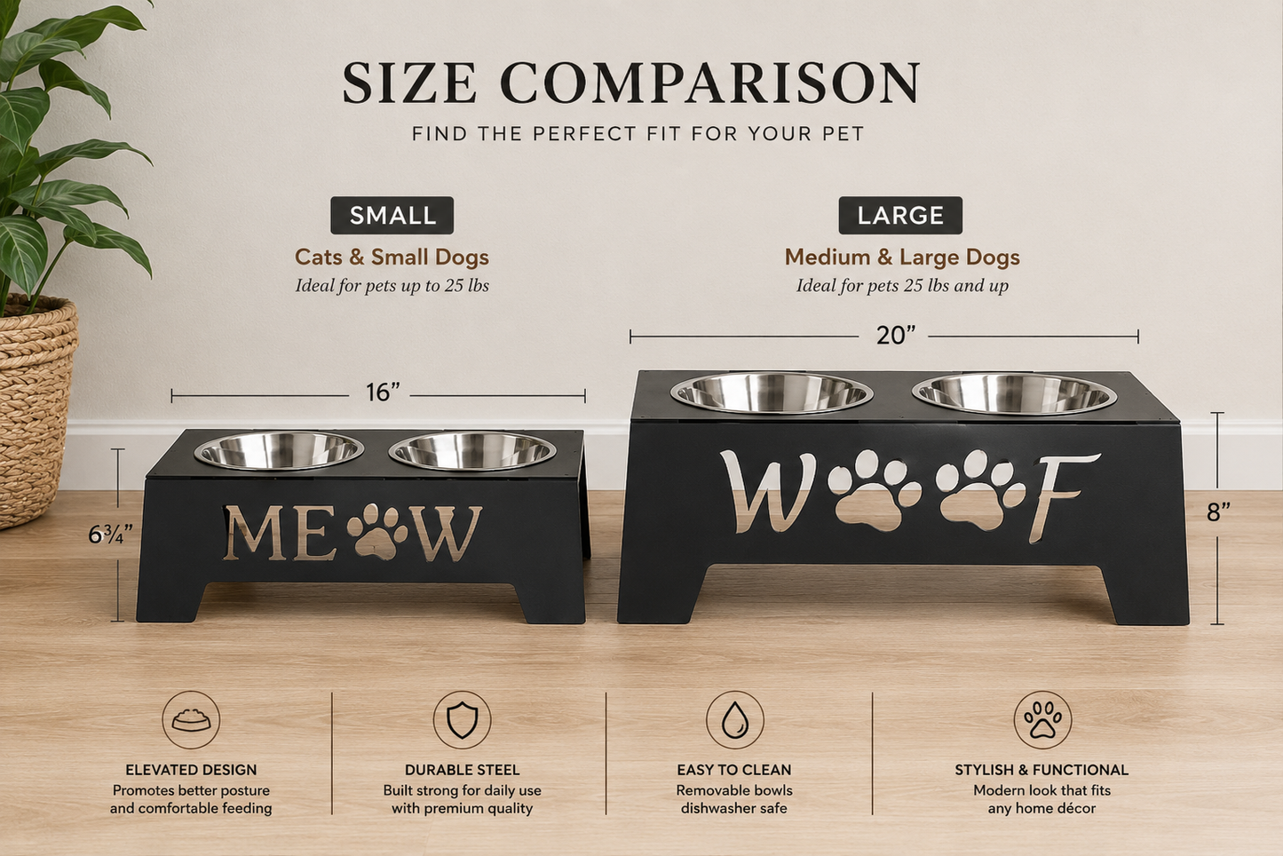Elevated Metal Pet Bowl Stand | Personalized Dog Feeder