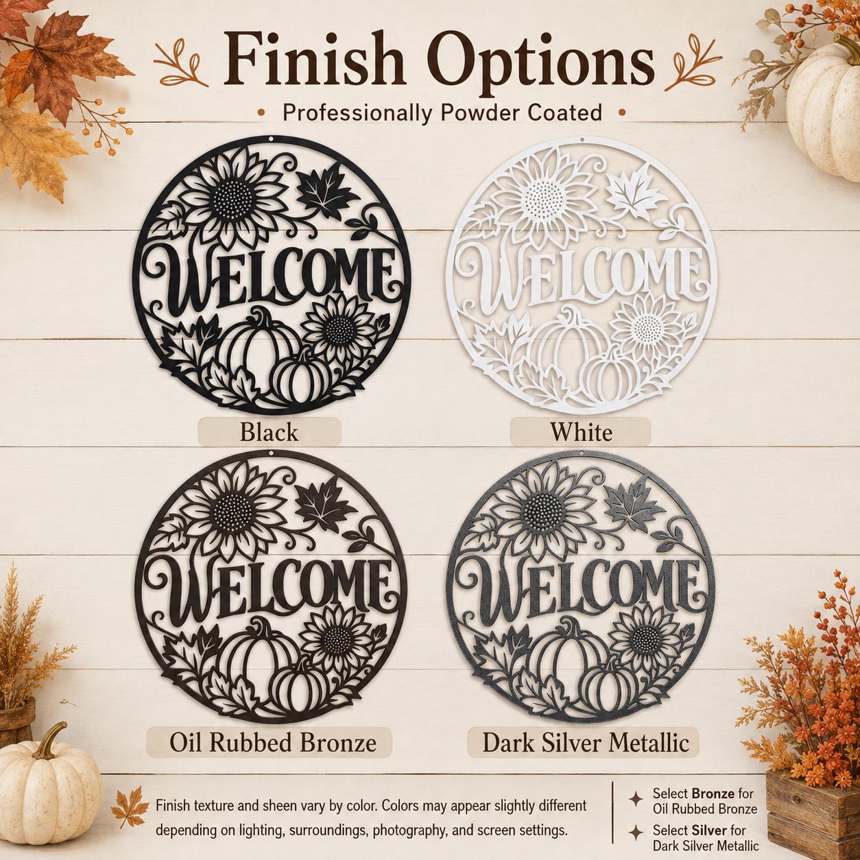 Welcome Sunflower Pumpkin Metal Sign