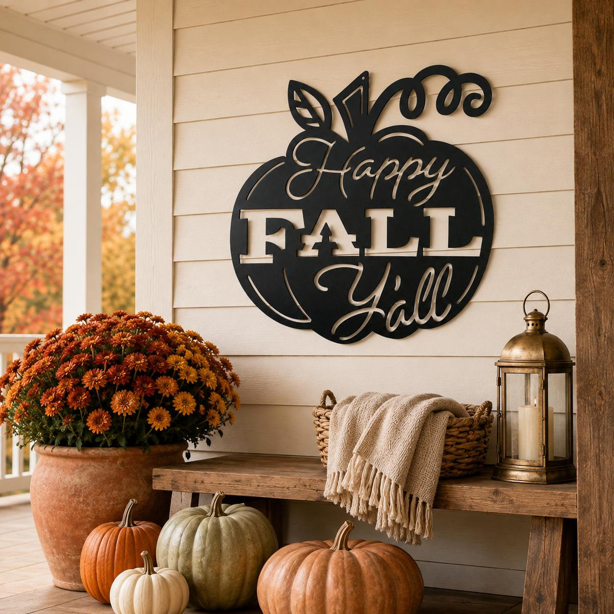 Happy Fall Y’all Pumpkin Metal Sign