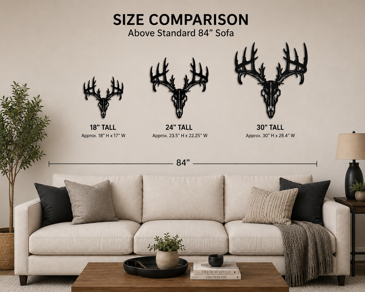 Deer Skull Metal Wall Art | Rustic Cabin Steel Decor