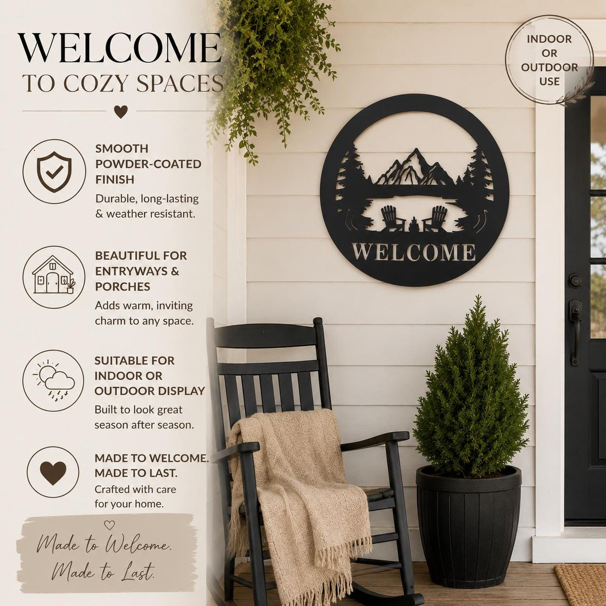Mountain Lake Welcome Metal Sign