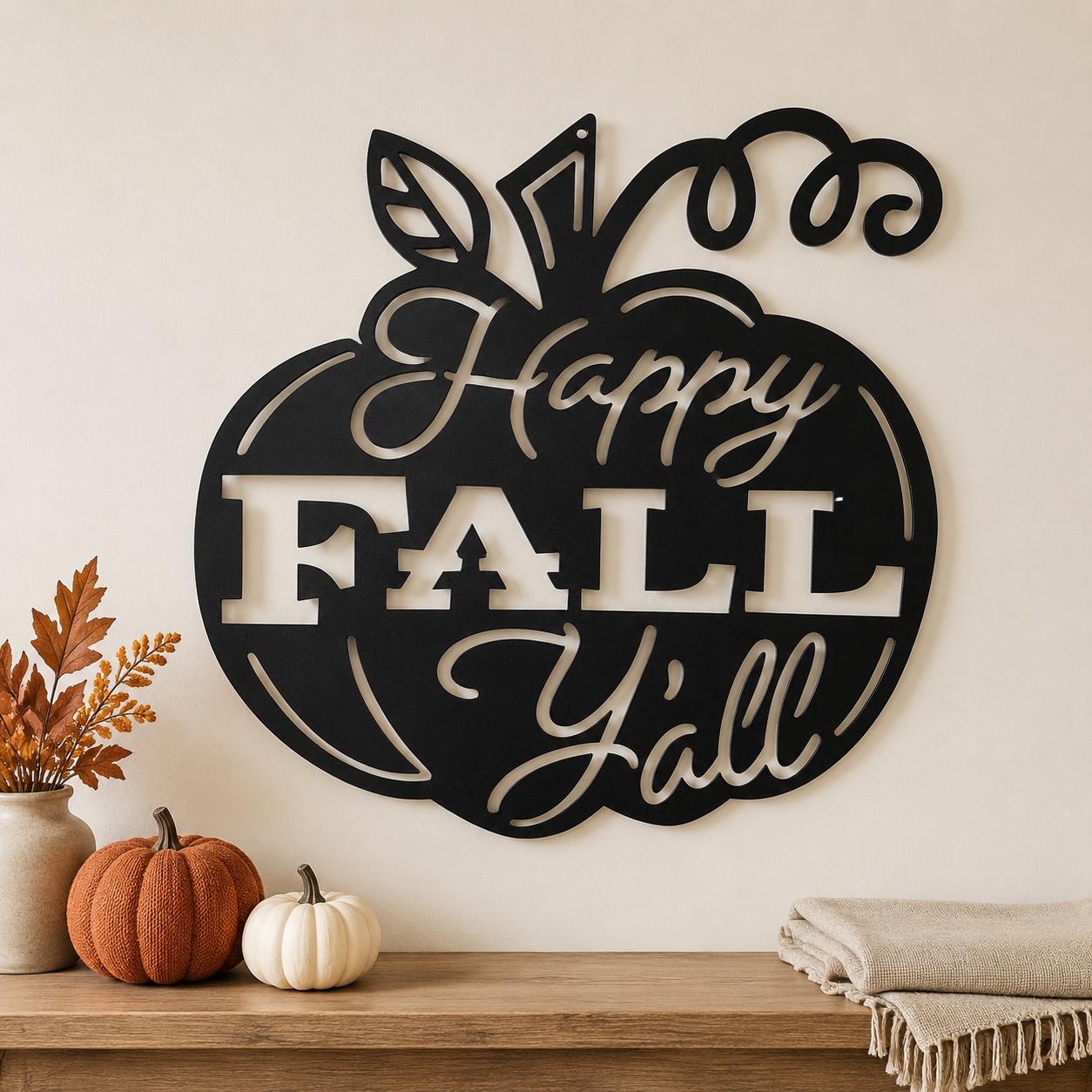 Happy Fall Y’all Pumpkin Metal Sign