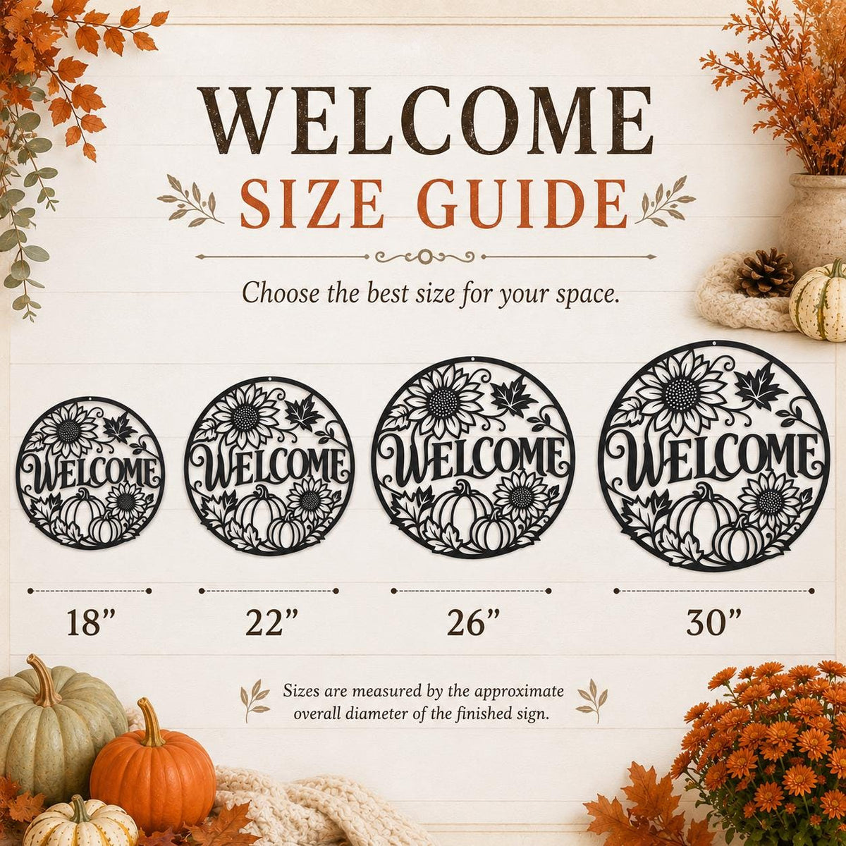 Welcome Sunflower Pumpkin Metal Sign