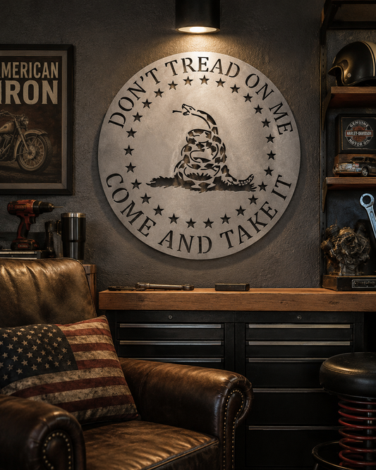 Don’t Tread on Me Metal Wall Sign | Gadsden Flag Steel Décor