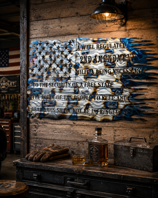 Burnt Metal American Flag Wall Art | 2A Steel Flag