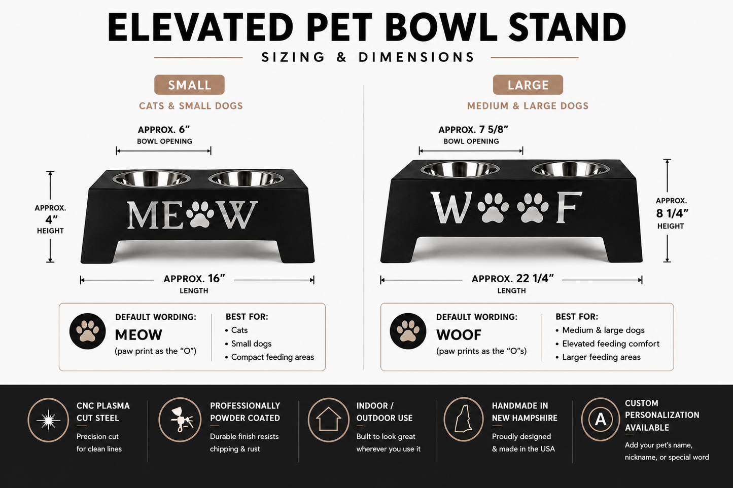 Elevated Metal Pet Bowl Stand | Personalized Dog Feeder