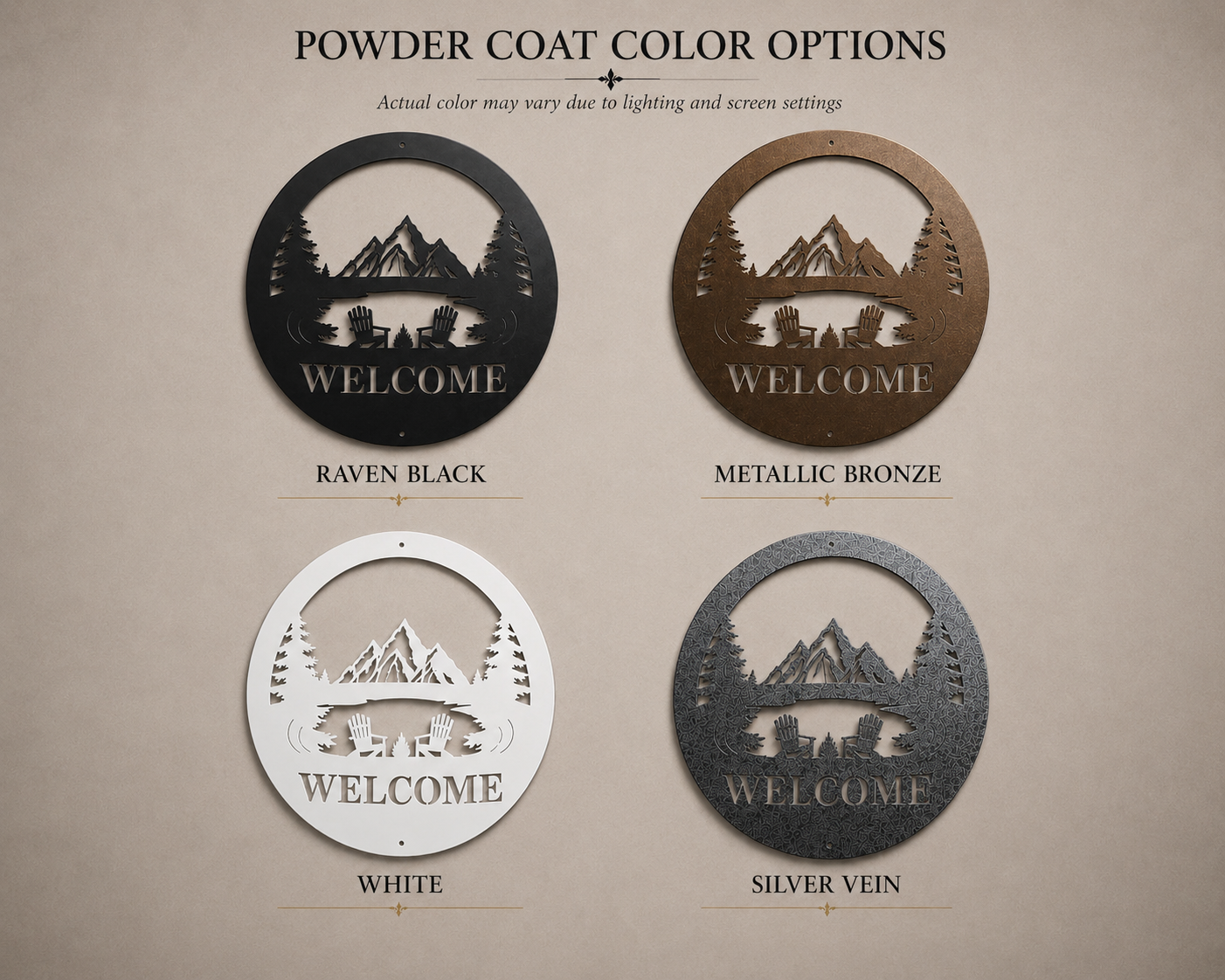 Welcome Mountain Lake Metal Sign | Rustic Cabin Wall Decor