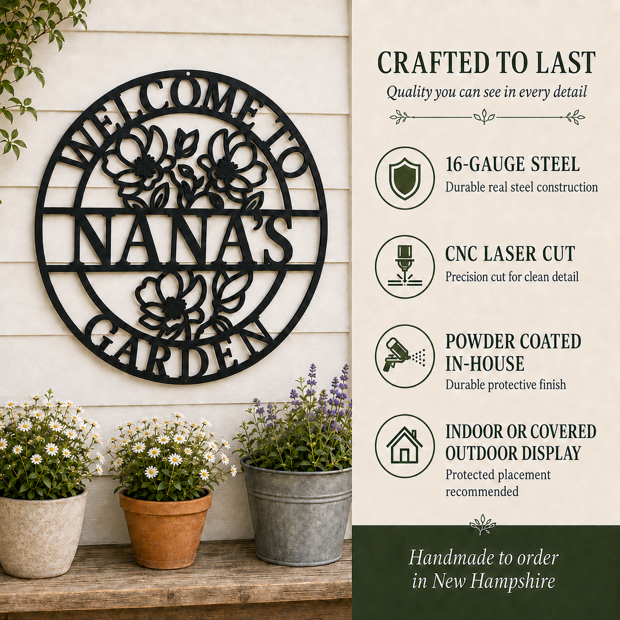 Personalized Floral Garden Metal Sign