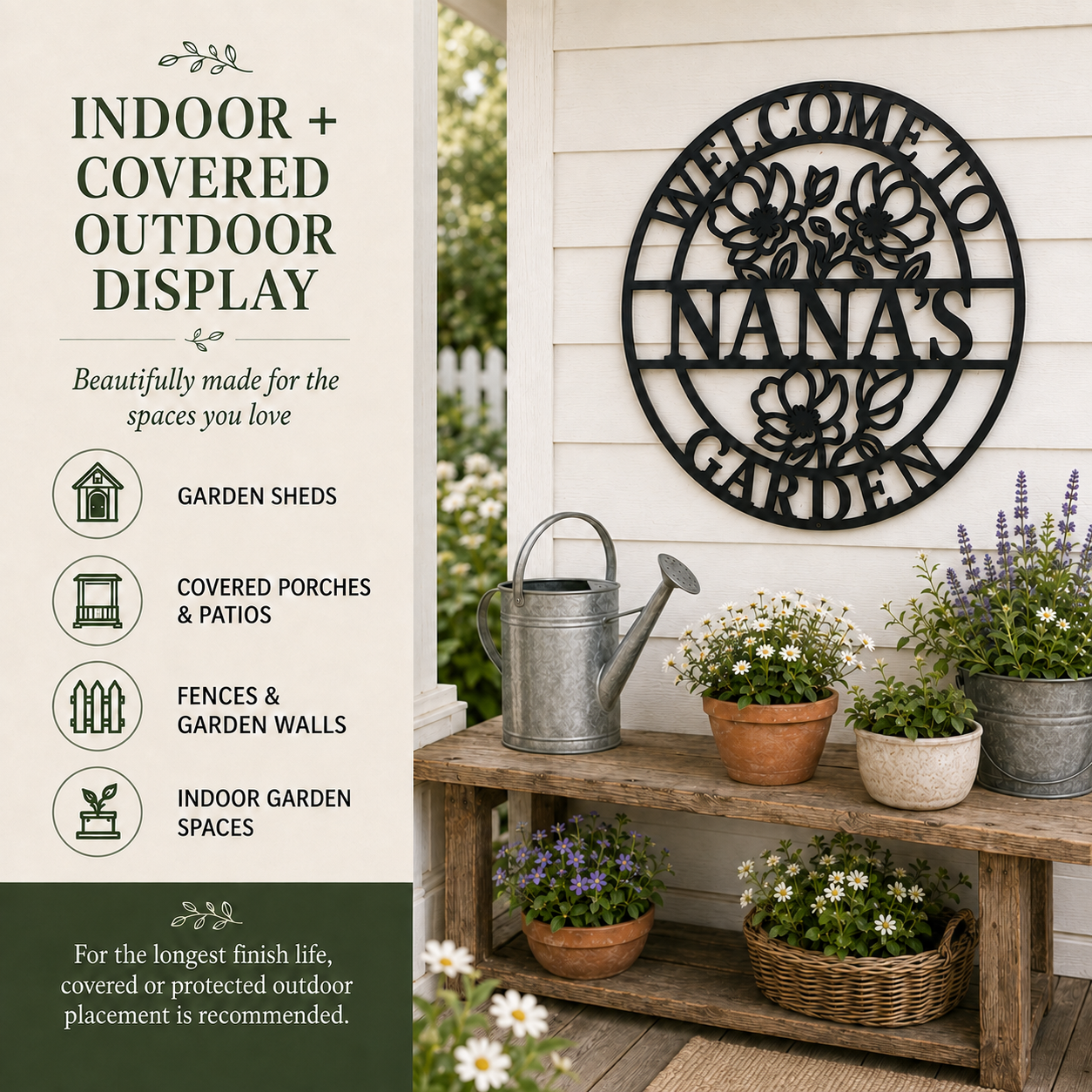 Personalized Floral Garden Metal Sign