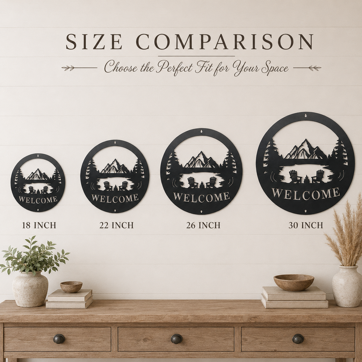 Mountain Lake Welcome Metal Sign