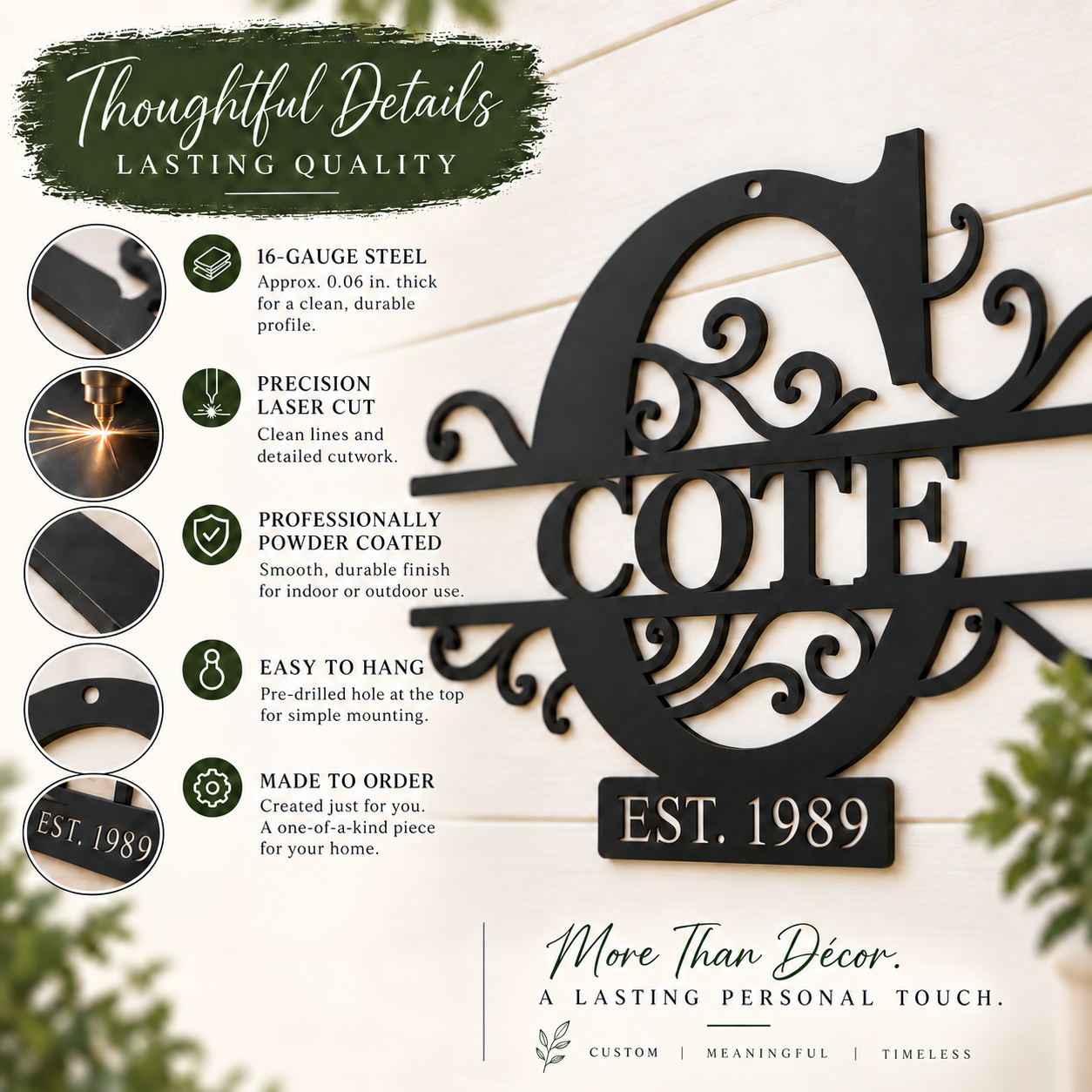 Personalized Family Name Monogram Metal Sign