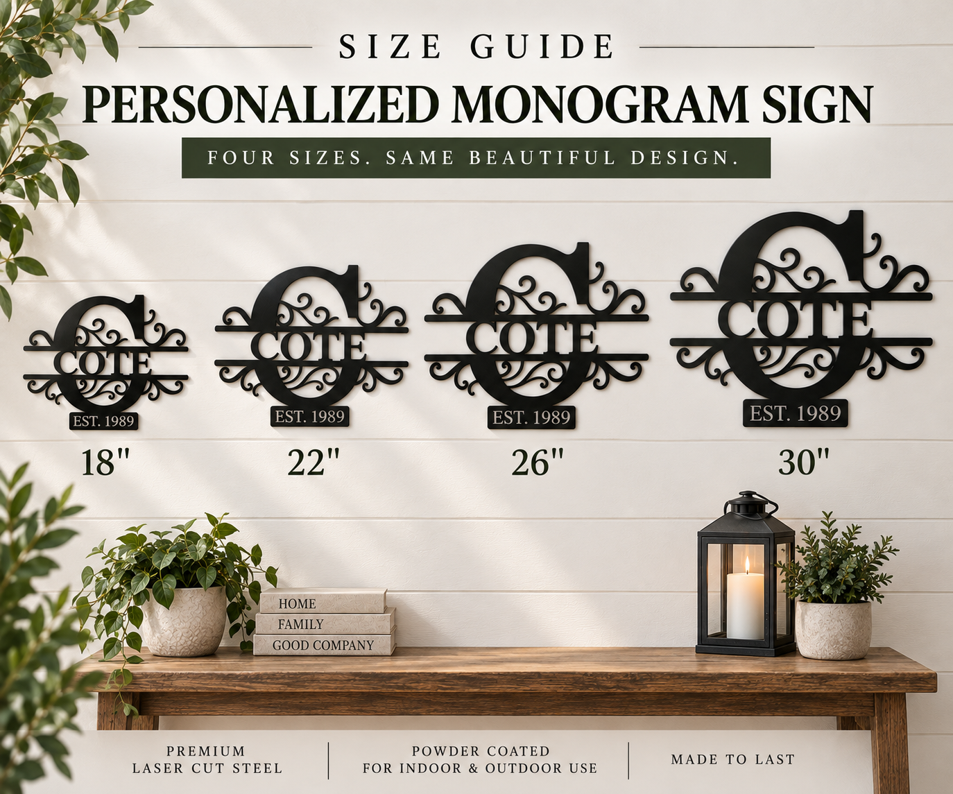Personalized Family Name Monogram Metal Sign
