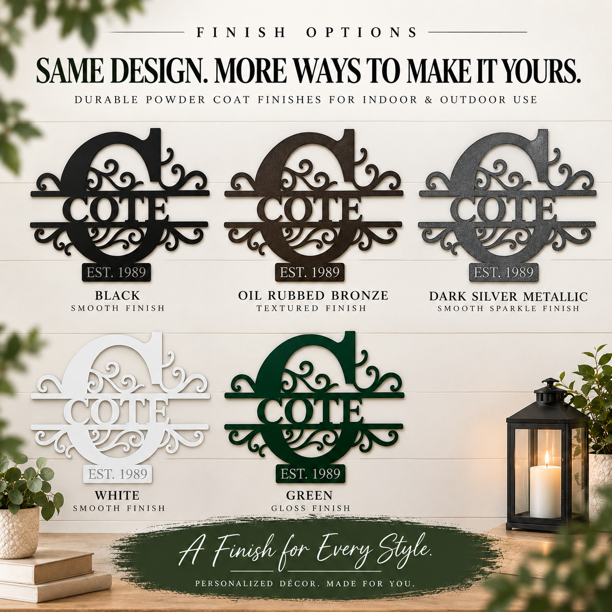 Personalized Family Name Monogram Metal Sign