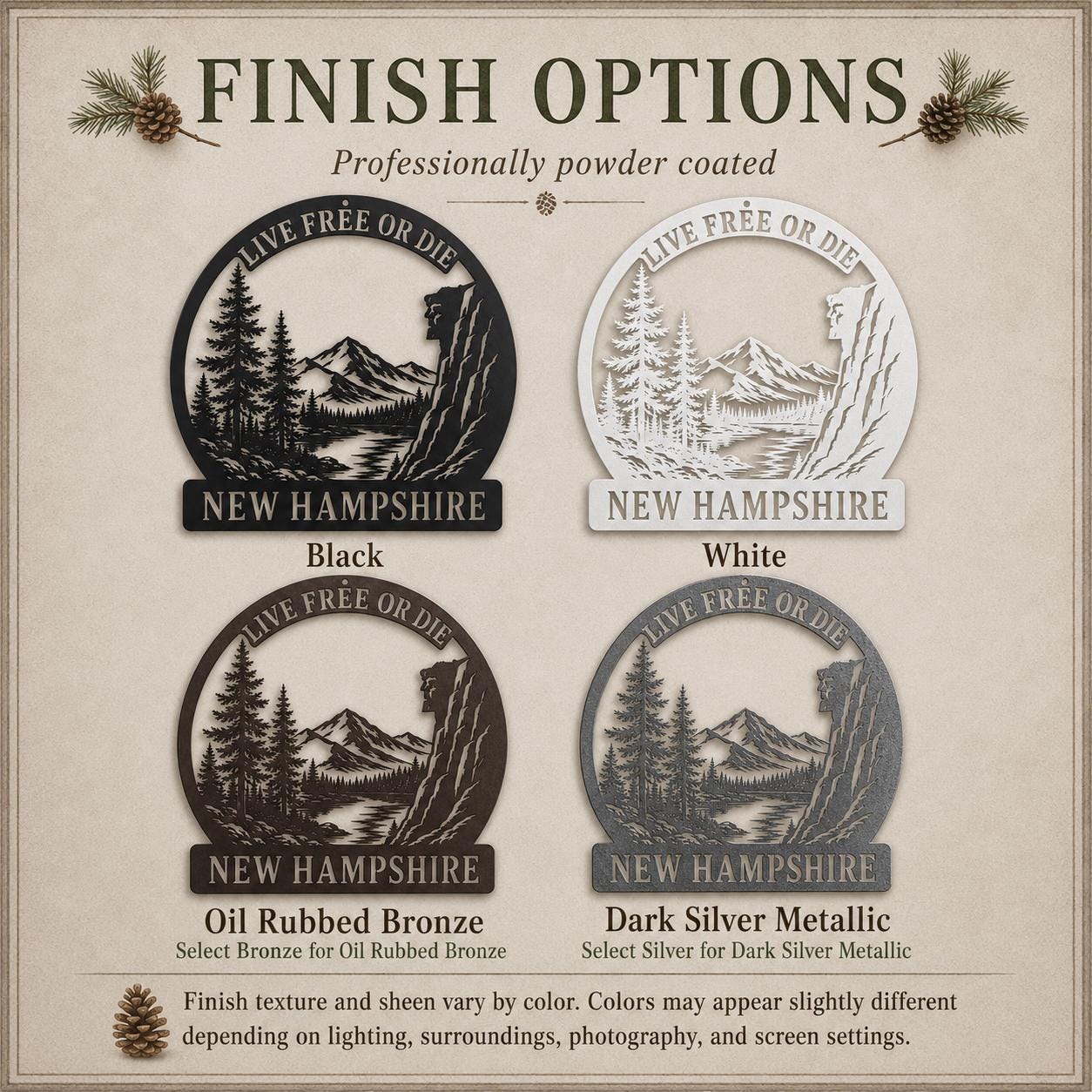 New Hampshire Live Free or Die Metal Sign