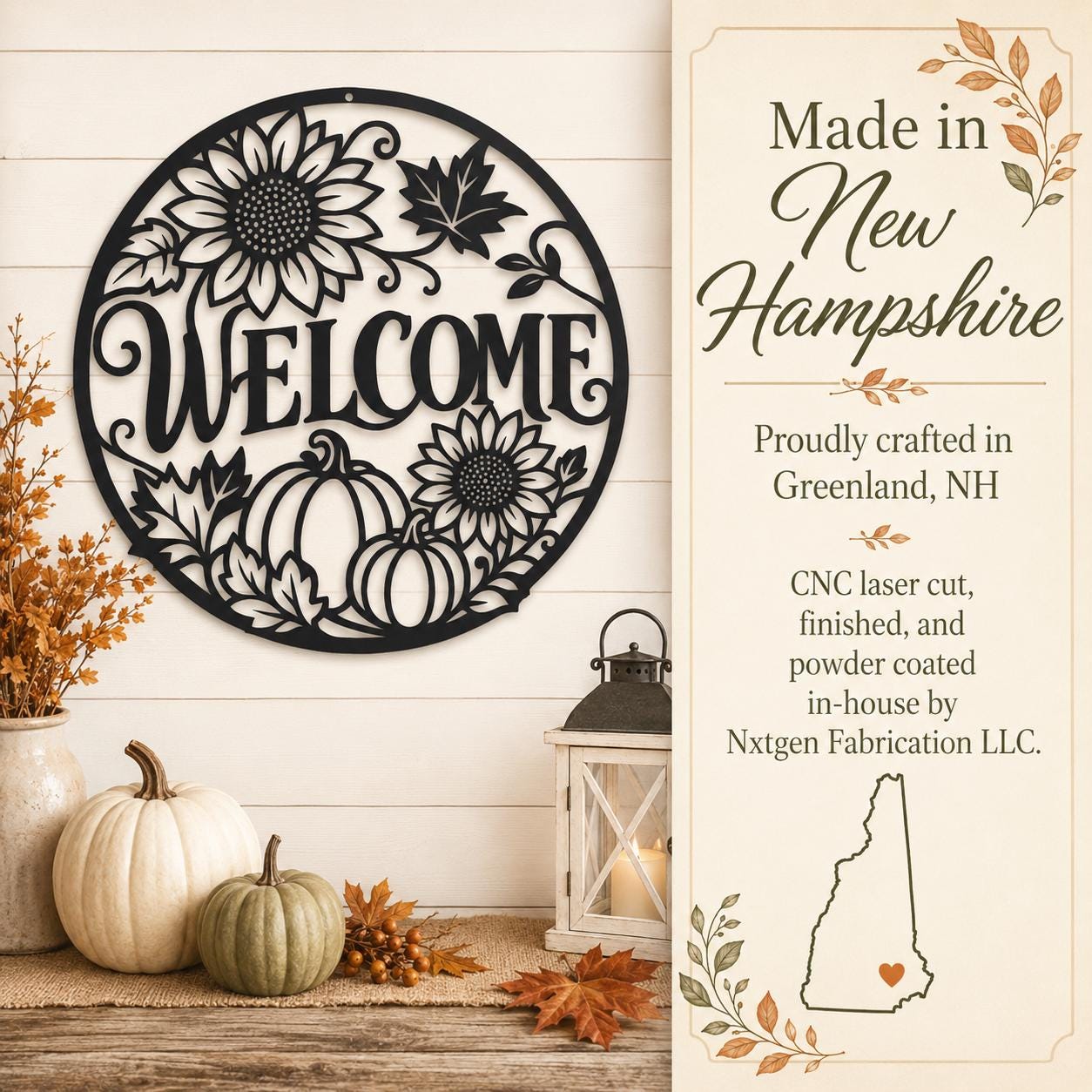 Welcome Sunflower Pumpkin Metal Sign