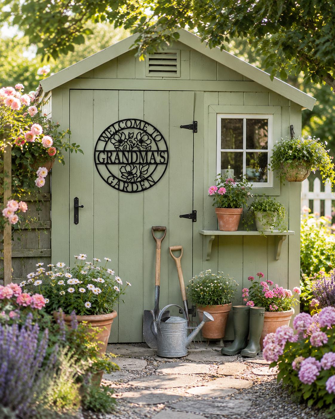 Personalized Floral Garden Metal Sign