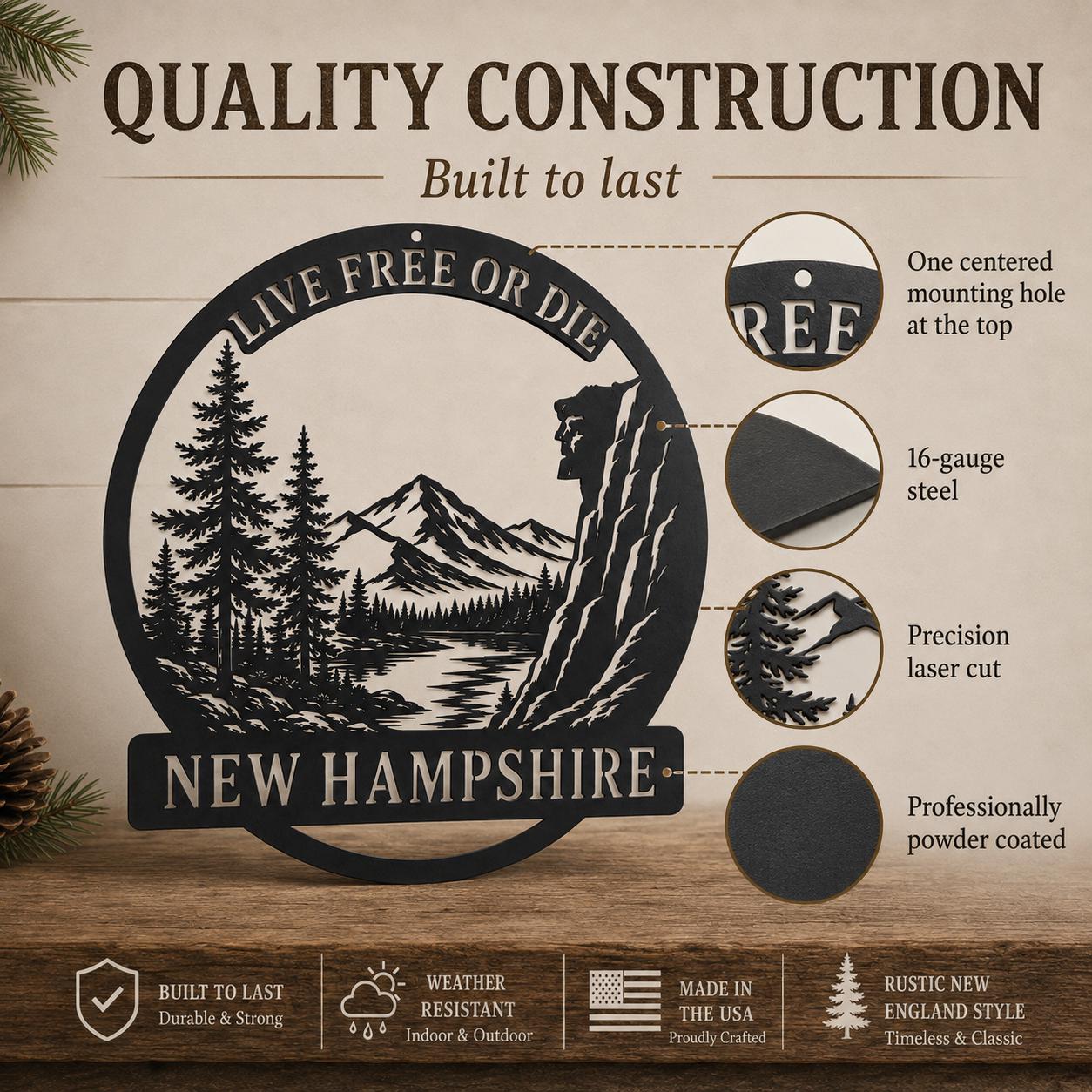 New Hampshire Live Free or Die Metal Sign
