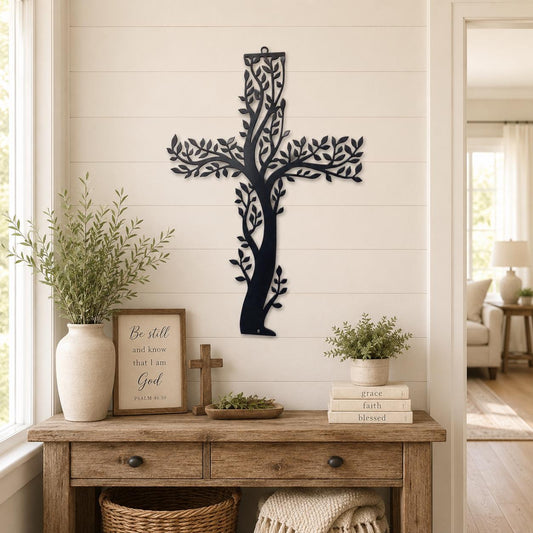Tree of Life Cross Metal Wall Art