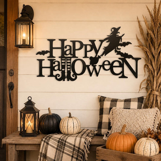 Happy Halloween Witch Metal Sign