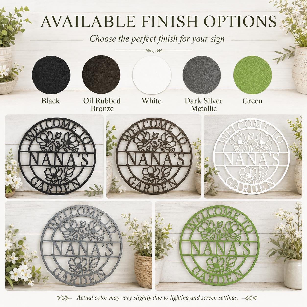 Personalized Floral Garden Metal Sign